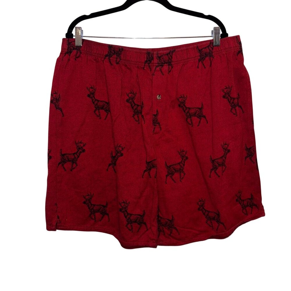 Woolrich Mens Red Cotton Reindeer Elk Print Lounge Shorts Size XL
